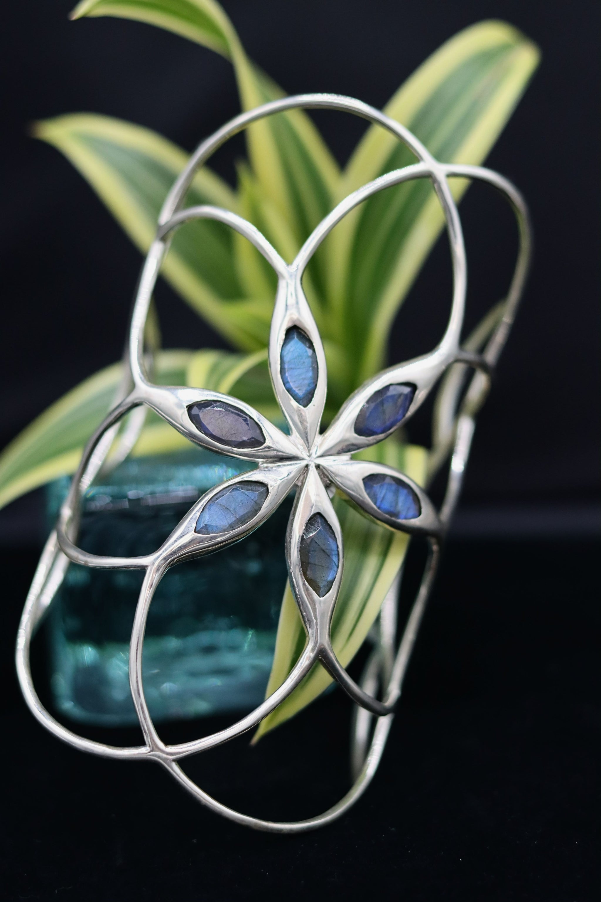 Bracelet - Cuff Sterling Silver Woven 3 Line Lauhala Collection